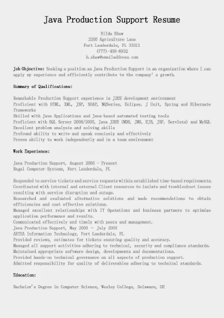 Resume for j2ee